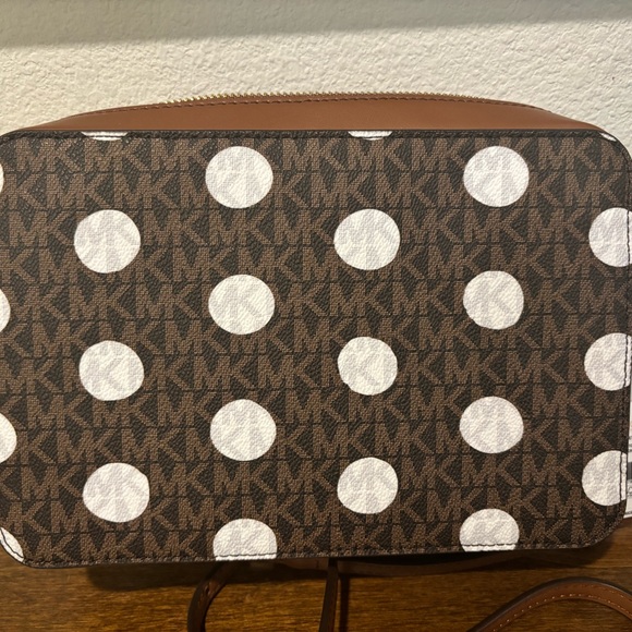 Michael Kors Polka Dot Crossbody Bag in Brown and White - Picture 7 of 10